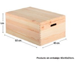 Caja pino con tapa 60x40x23